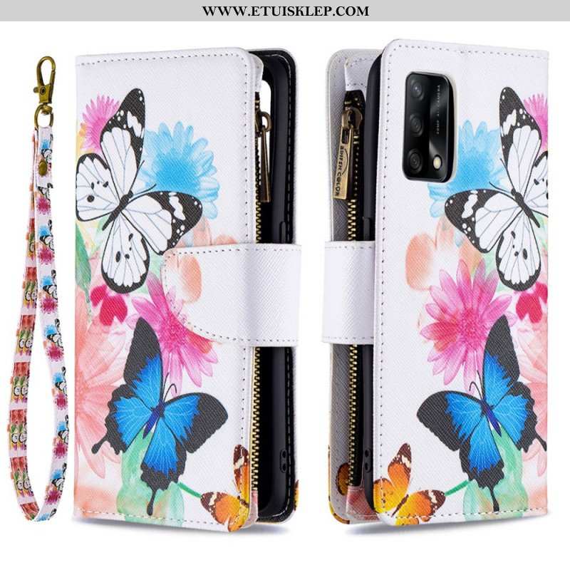 Etui Folio do Oppo A74 4G Zapinana Na Zamek Kieszeń W Motyle